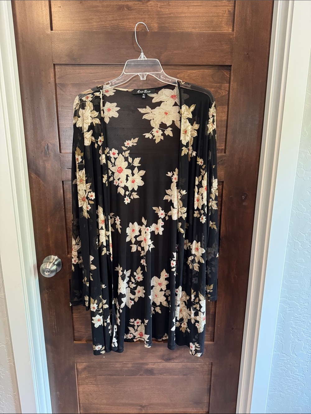 Alice Blue Black Floral Open Cardigan